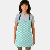 Persoonlijk Voeg Je Naam Toe Mint Gingham Kinderen Schort (Insitu)