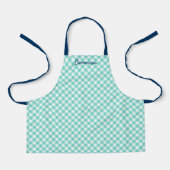 Persoonlijk Voeg Je Naam Toe Mint Gingham Kinderen Schort (Voorkant)