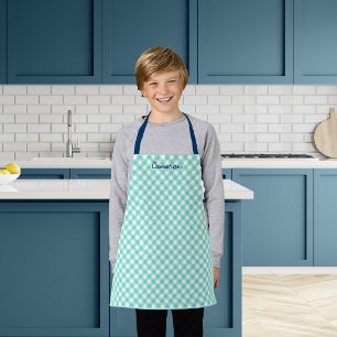 Persoonlijk Voeg Je Naam Toe Mint Gingham Kinderen Schort