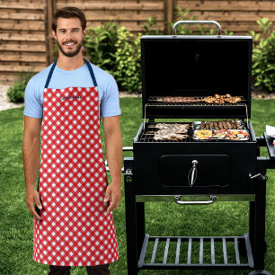 Persoonlijk voeg Jouw naam Red Gingham toe Schort