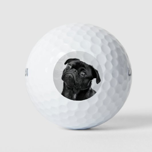 Persoonlijk voeg uw foto Pug Dog Black White toe Golfballen (Voorkant)