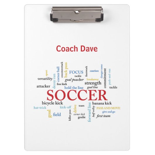 Persoonlijk, Voetbal coach Dank u in woorden Klembord (Voorkant)