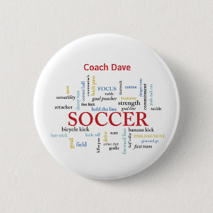 Persoonlijk, Voetbal coach Dank u in woorden Ronde Button 5,7 Cm