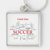 Persoonlijk, Voetbal coach Dank u in woorden Sleutelhanger (Voorkant)