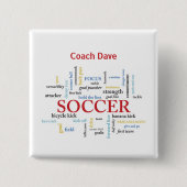 Persoonlijk, Voetbal coach Dank u in woorden Vierkante Button 5,1 Cm (Voorkant)