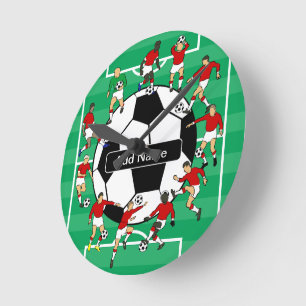 Persoonlijk voetbal en spelers ronde klok