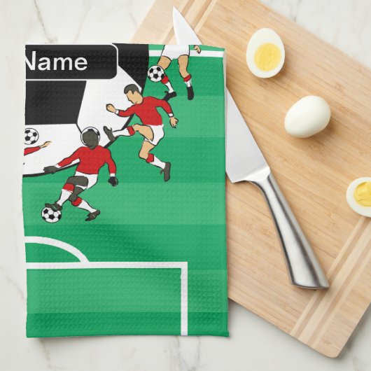 Persoonlijk voetbal en spelers theedoek (Quarter Fold)