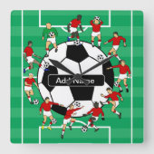 Persoonlijk voetbal en spelers vierkante klok (Voorkant)