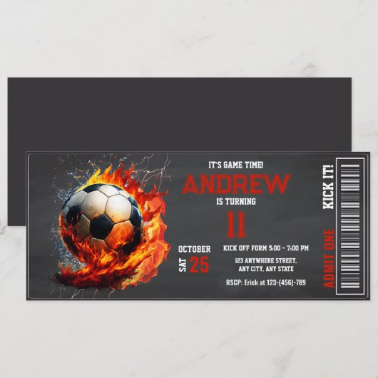 Persoonlijk Voetbal Ticket Verjaardag jongens Fees Kaart (Voorkant / Achterkant)