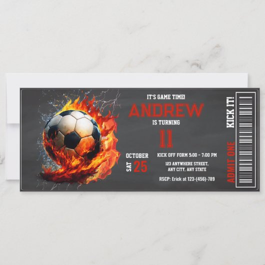 Persoonlijk Voetbal Ticket Verjaardag jongens Fees Kaart (Voorkant)