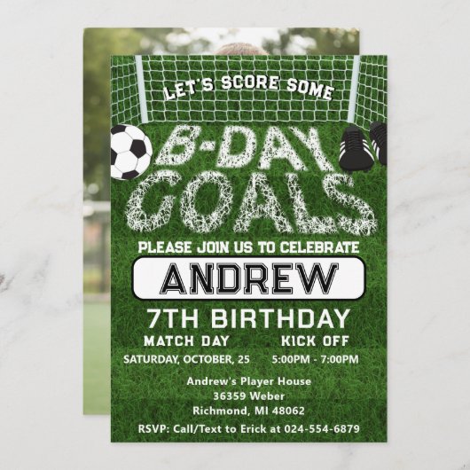 Persoonlijk Voetbal Verjaardagsfeest Kaart (Voorkant / Achterkant)