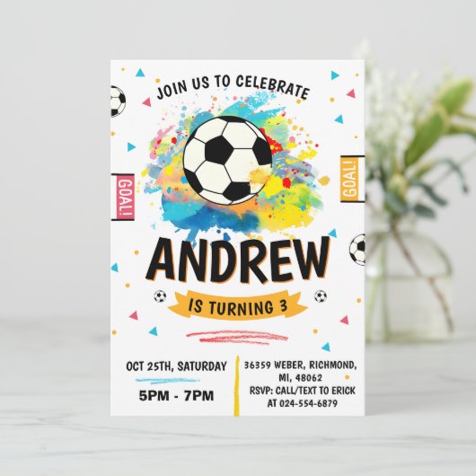 Persoonlijk Voetbal Verjaardagsfeest Kaart (Staand voorkant)