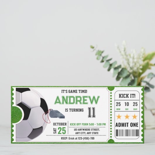 Persoonlijk voetbalspel Ticket Party Kaart (Staand voorkant)