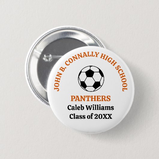 Persoonlijk voetbalteam van Orange High School Ronde Button 5,7 Cm (Voorkant /achterkant)