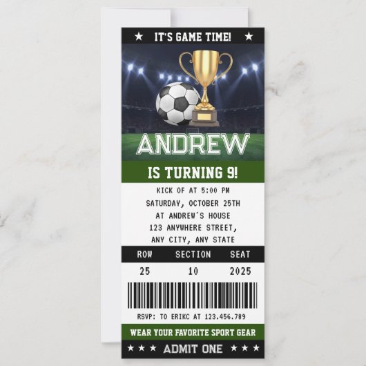 Persoonlijk Voetbalticket Verjaardag Decoraties Pa Kaart (Voorkant)