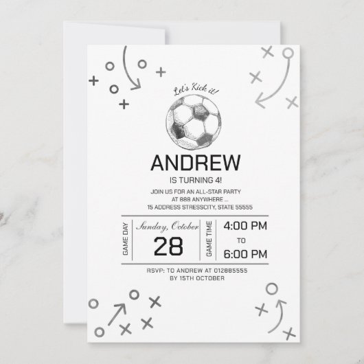Persoonlijk voetbalverjaardagsfeestje kaart (Voorkant)