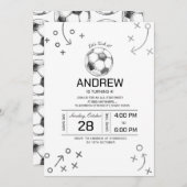 Persoonlijk voetbalverjaardagsfeestje kaart (Voorkant / Achterkant)