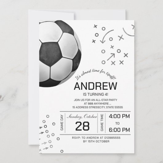 Persoonlijk voetbalverjaardagsfeestje kaart (Voorkant)