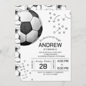 Persoonlijk voetbalverjaardagsfeestje kaart (Voorkant / Achterkant)