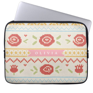 Persoonlijk Volk Nordische Boho Bloempatroon Laptop Sleeve