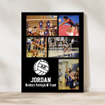 Persoonlijk volleybal foto collage team # poster<br><div class="desc">Dit gepersonaliseerde volleybalfotocollage poster bevat uw favoriete geüploade volleybalfoto's, een witte volleybal grafisch met het jersey nummer van uw speler, en extra tekst zoals de naam van uw speler en/of teamnaam. Dit ontwerp wordt geplaatst tegen een achtergrondkleur van uw keus - enkel klik op pas aan en dan de kleine...</div>