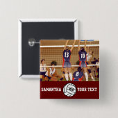 Persoonlijk Volleybal-fototeam # Vierkante Button 5,1 Cm (Voorkant /achterkant)