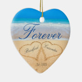 Persoonlijk voor altijd | Harten in zand-keramisch Keramisch Ornament (Rechts)