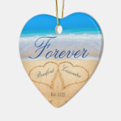 Persoonlijk voor altijd | Harten in zand-keramisch Keramisch Ornament (Links)