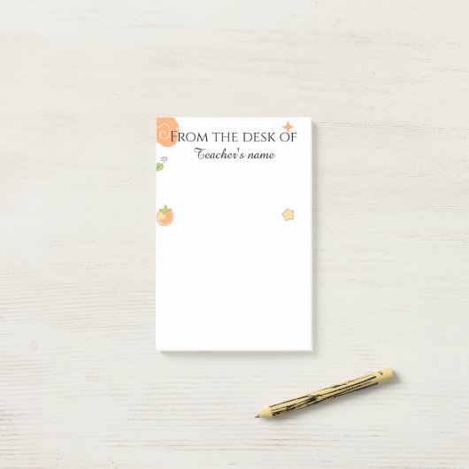 Persoonlijk voor de basisschoolleerkracht Cute Pea Post-it® Notes (Op bureau)