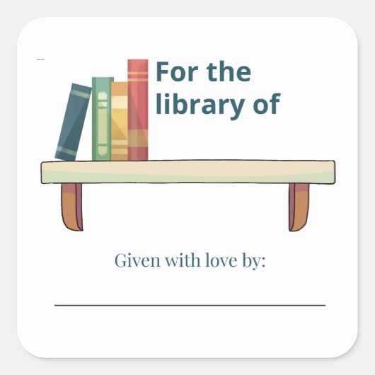 Persoonlijk voor de bibliotheek van naamlabel vierkante sticker (Voorkant)