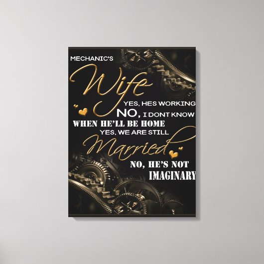 Persoonlijk voor de vrouw van mijn monteur, getrou canvas afdruk (Voorkant)