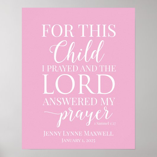 Persoonlijk Voor dit kind bad ik Poster (Voorkant)