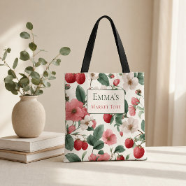 Persoonlijk voor haar aardbei bloemige cottagecore tote bag