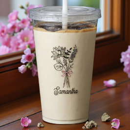 Persoonlijk Voor Haar Bloemrijke Roze Strik Acryl Drinkbeker