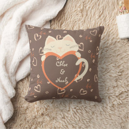 Persoonlijk voor koppels Cute Cat Valentijnsdag Kussen
