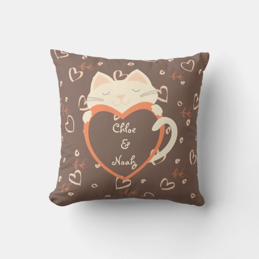 Persoonlijk voor koppels Cute Cat Valentijnsdag  Kussen (Voorkant)