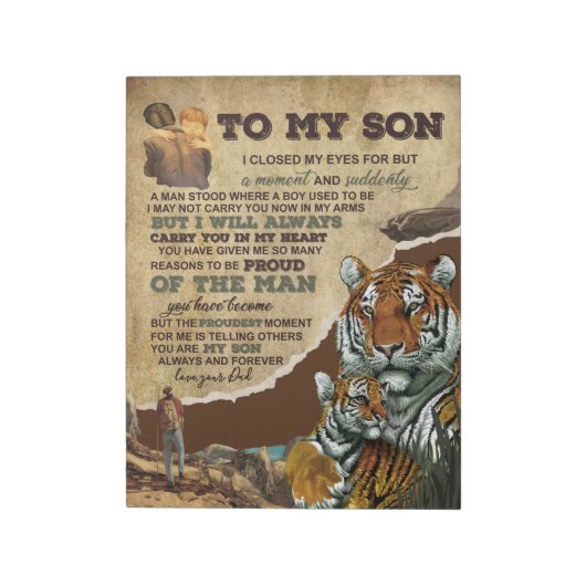 Persoonlijk voor mijn zoon tijger, liefdesbrief va notitieblok (Linkerzijde)