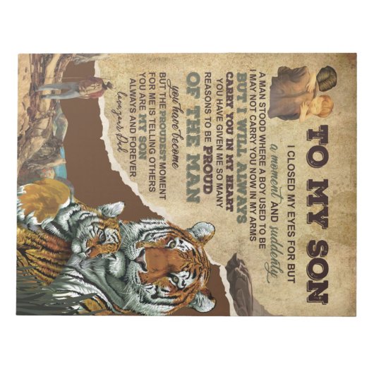 Persoonlijk voor mijn zoon tijger, liefdesbrief va notitieblok (Voorkant)