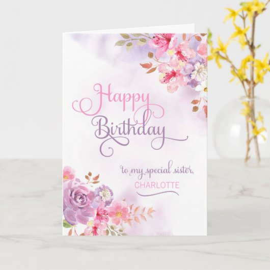 Persoonlijk voor Zuster, Happy Birthday Kaart (Gele Bloem)