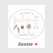 Persoonlijk vrijgezellenfeest in wijnland sticker (Vel)