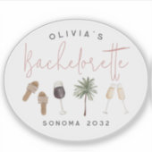 Persoonlijk vrijgezellenfeest in wijnland sticker (Voorkant)