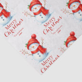 Persoonlijk vrolijk kerstfeest sneeuwman aangepast tissuepapier (Detail)