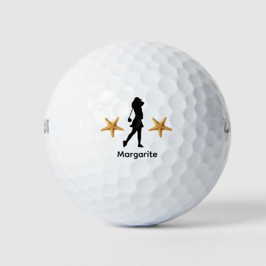 Persoonlijk Vrouw Golfer Black Silhouette Golfballen (Voorkant)