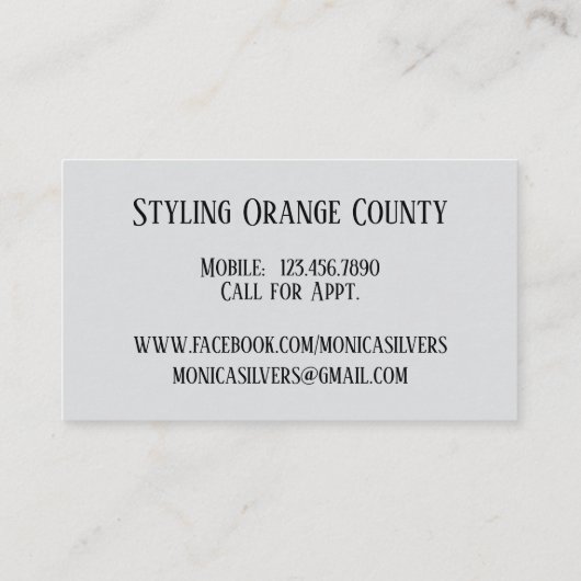 Persoonlijk Vrouw Stijllijst met Zebra Achtergrond Visitekaartje (Achterkant)