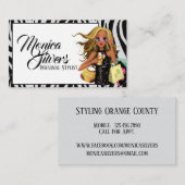 Persoonlijk Vrouw Stijllijst met Zebra Achtergrond Visitekaartje (Voorkant / Achterkant)