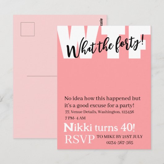 Persoonlijk wat de veertig grappige verjaardag van briefkaart (Voorkant / Achterkant)