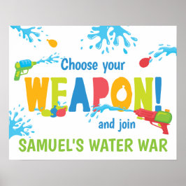 Persoonlijk Water Oorlog Verjaardagsfeest Bord Poster