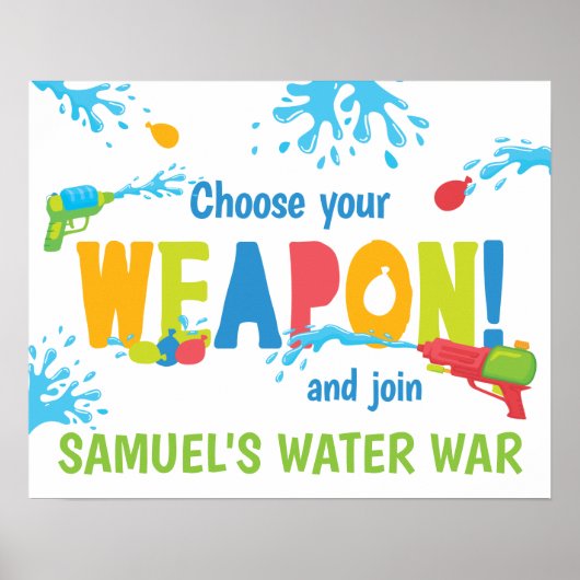 Persoonlijk Water Oorlog Verjaardagsfeest Bord Poster (Voorkant)