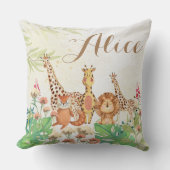 Persoonlijk watercolor greenery baby cadeau kussen (Voorkant)