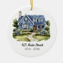 Persoonlijk Watercolor Huisornament Adres